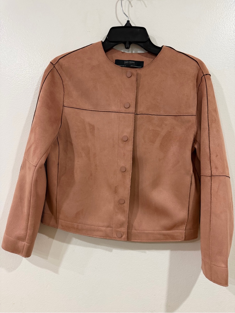 Zara Dusty Rose Leather-Effect Button Jacket